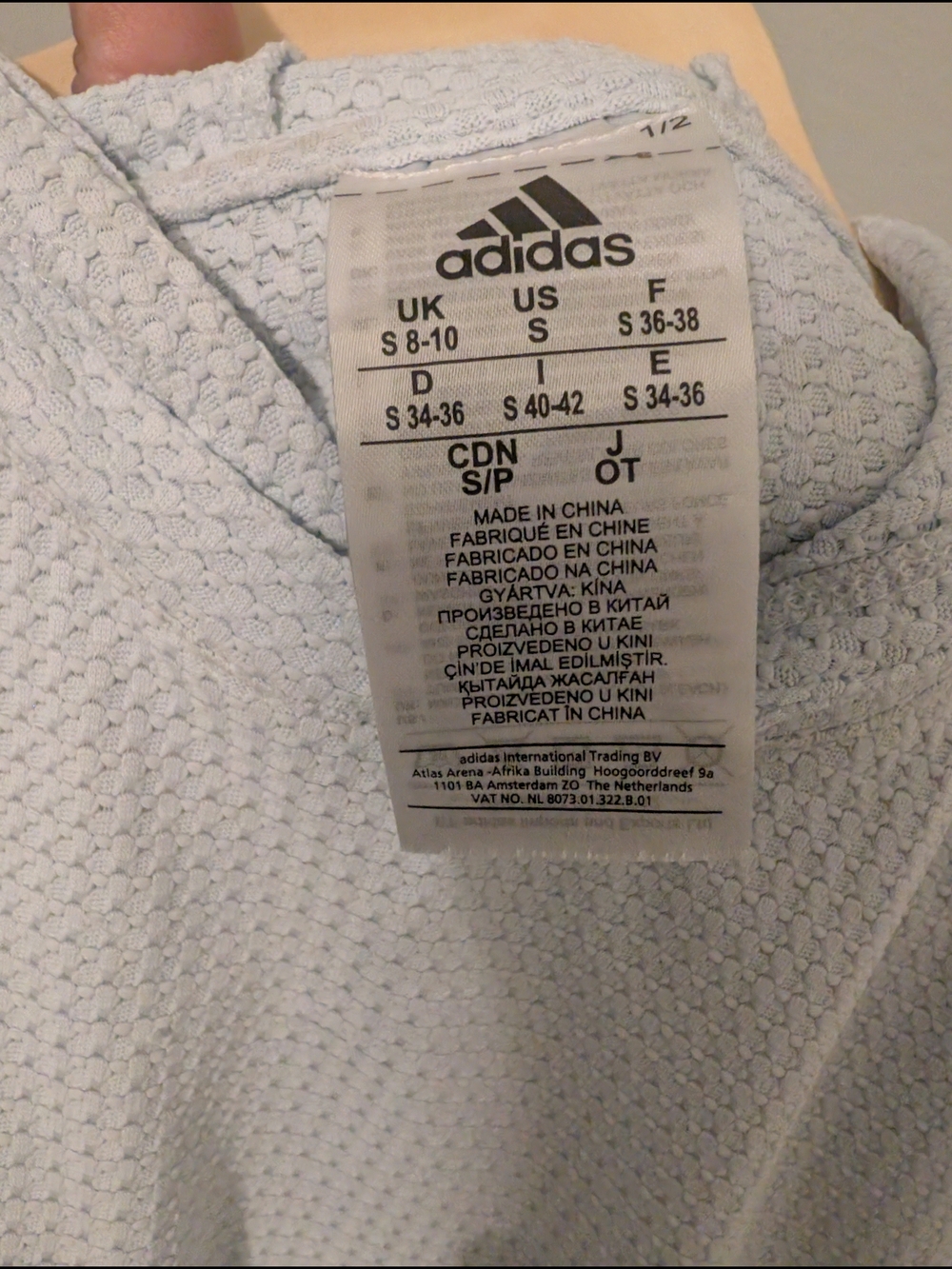 adidas Light Blue Waffle-Knit Cropped Hoodie - Picture 3 of 3